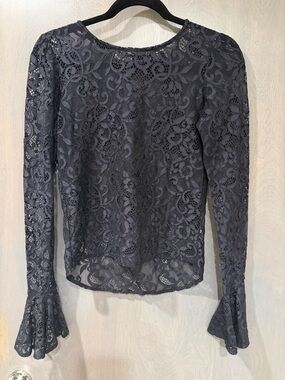 For Love & Lemons Black Lace Long-Sleeve Top